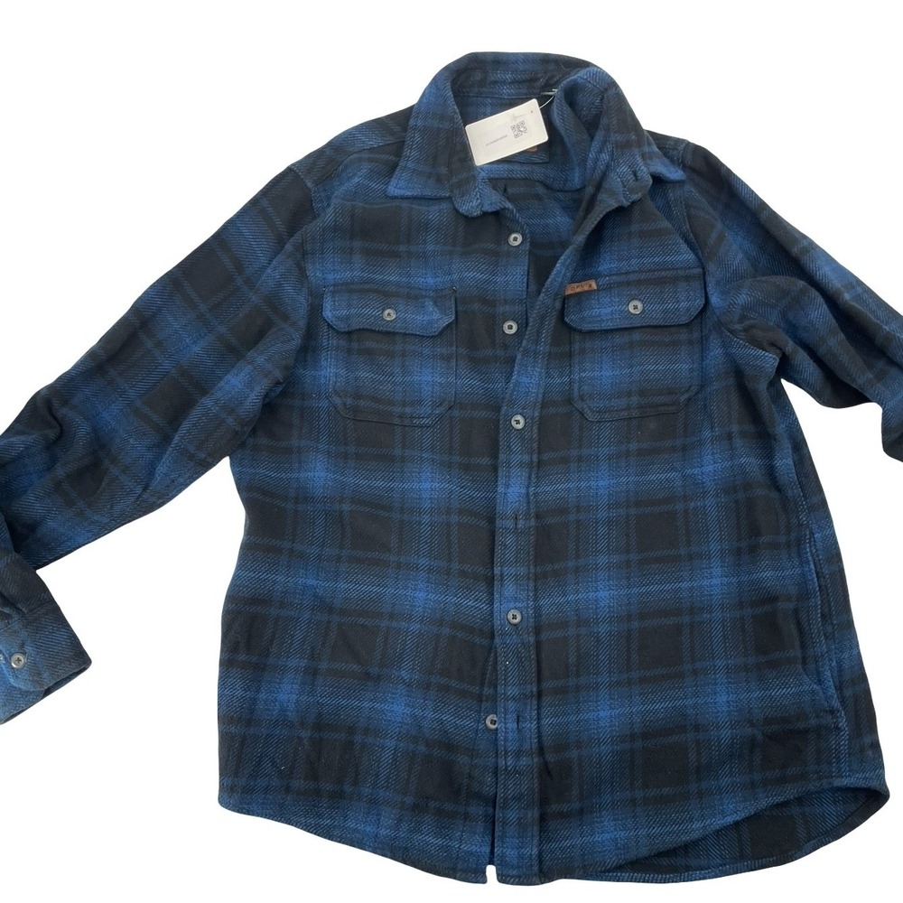 Orvis Men's Shirt Flannel Blue Black Cotton Large